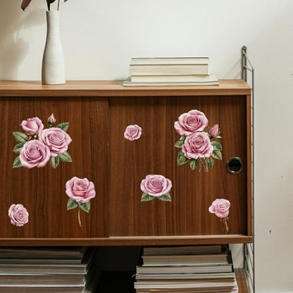 GLOBLELAND 3 Sheets Pink Rose Rub on Transfer for Furniture 6×12 inch - style: Pink Rose