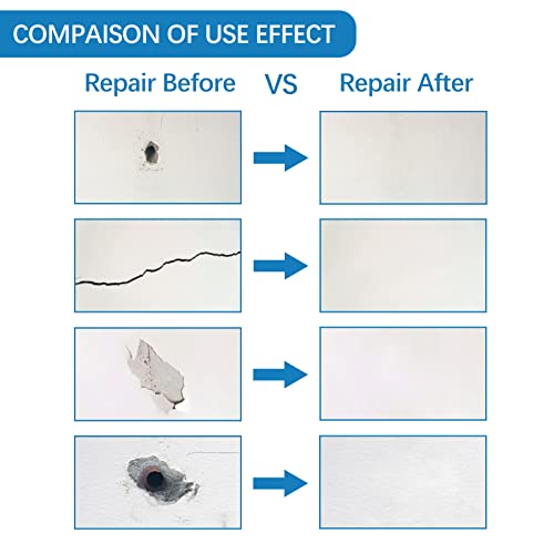 Drywall Repair Kit,Drywall Hole Patch Repair Kit to Fix Wall Surface Holes and Creak Damage with White Repair Putty 17OZ,8PCS Aluminum Repair Patchs,Scraper,Sanding Pad Fill Quick and Easy Solution - color: 19-in-1 SET (2 Cans of Spackle)