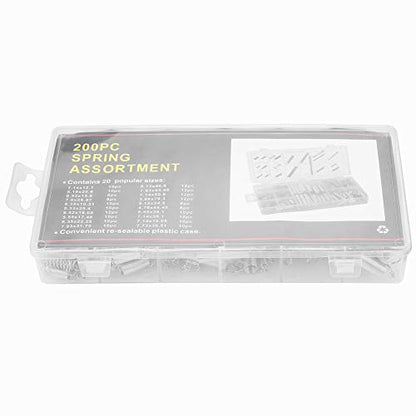 Oumefar 200pcs/set Springs Assortment Kit Good Elasticity Extension Spring Hook Zinc Plated Compression Springs Kit with Box for Toys Clamping Tools