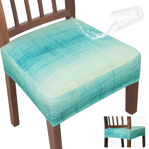 JQinHome Waterproof Dining Chair Seat Covers Set of 2 | Soft Removable Washable Chair Covers for Dining Room,Rear Gap Hook-and-Loop| Elastic Non-Slip, Full Rear Coverage | Gradient Green - color: Gradient Green, size: 2PC