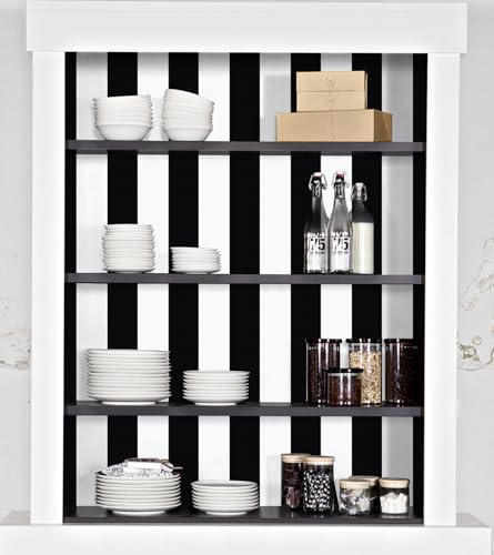 Erfoni Stripe Peel and Stick Wallpaper Black and White Stripe Wallpaper - color: Black/White, size: 17.7" x 118"