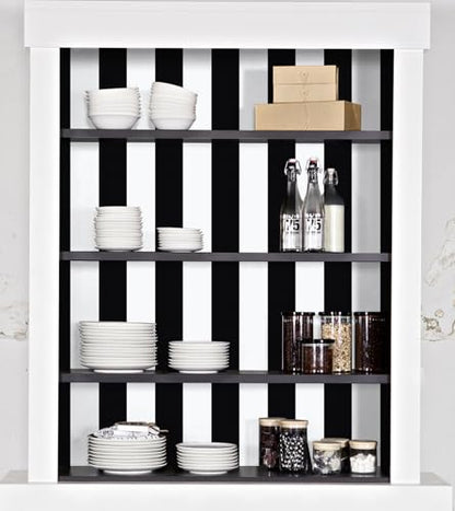 Erfoni Stripe Peel and Stick Wallpaper Black and White Stripe Wallpaper - color: Black/White, size: 17.7" x 118"