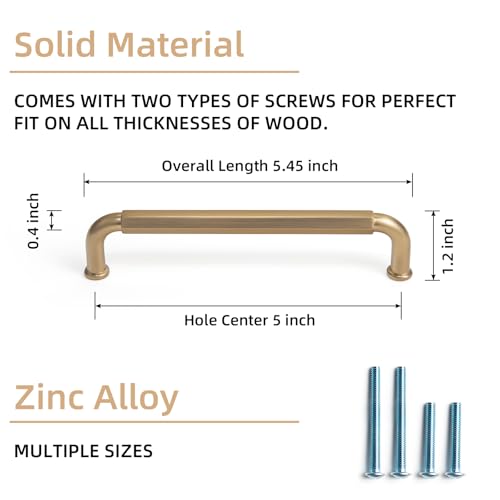 Goo-Ki 6 Pack 5 Inch （128mm） Hole Center Cabinet Pulls Champagne Bronze Zinc Alloy Kitchen Drawer Pulls Drawer Handles 5.5 Inch Length 2201-UBR-128 - color: Champagne Bronze, size: 5 Inch Hole Centers