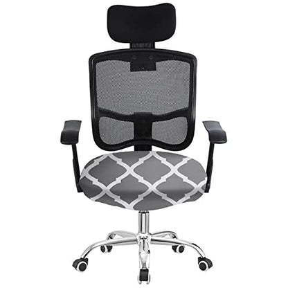 SearchI Seat Covers for Dining Room Chairs Stretch Printed Chair Seat Covers Set of 4, Removable Washable Upholstered Chair Seat Protector Cushion Slipcovers for Kitchen, Office(Grey+White) - color: Grey+white