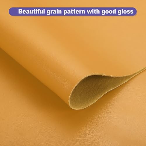 PATIKIL PU Faux Leather Fabric Nappa Grain 0.4 Yards Length 54"x14"x0.04" Soft Synthetic Leather Material Sheets 1mm Thick for Bags DIY Crafts, Light Brown - color: Ligh, size: 54"x14"x0.04"