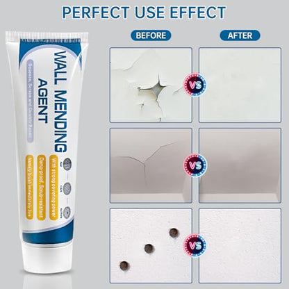 2 Pack Drywall Repair Kit, White Wall Mending Agent for Nail Holes, 100gx2