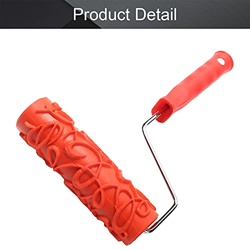 Utoolmart 7" Home Wall Rubber Paint Roller, 175mm Wood Grain Painting Roller with Plastic Handle 1Pcs - size: EG100T