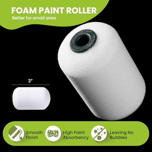 Mini Foam Paint Roller Covers, 2 Inch, 12 Pack, High Density - size: 2 inch,12 pack
