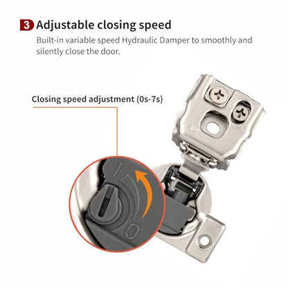 60 Pcs 1 1/4" Overlay Soft Close Cabinet Hinges Variable Close Speed - size: 4D 1-1/4 inch Overlay