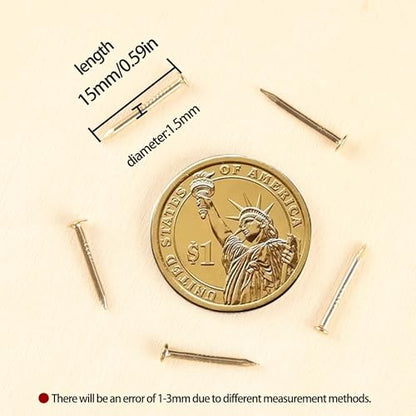 newlng 500PCS Small Nail Round Head Tiny Nails String Art Nails Hand-Made Hardware Accessories Fasteners Mini Nail 1.5 X 15mm/0.06"X0.6"(DXL) Golden - color: Golden1.5*15mm
