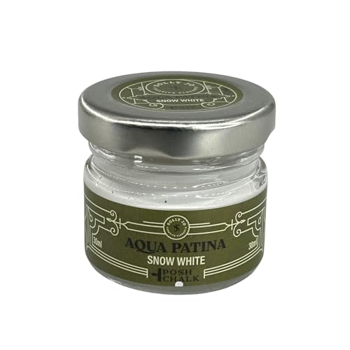 Posh Chalk PC0406 Aqua Patina - Snow White 30ml - Water-Based Gilding Wax - Vibrant + Deep Color - Bright + Shiny FInish - DIY Craft Upcycling Furniture Paint - Indoor + Outdoor Use - color: Snow White