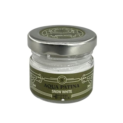 Posh Chalk PC0406 Aqua Patina - Snow White 30ml - Water-Based Gilding Wax - Vibrant + Deep Color - Bright + Shiny FInish - DIY Craft Upcycling Furniture Paint - Indoor + Outdoor Use - color: Snow White