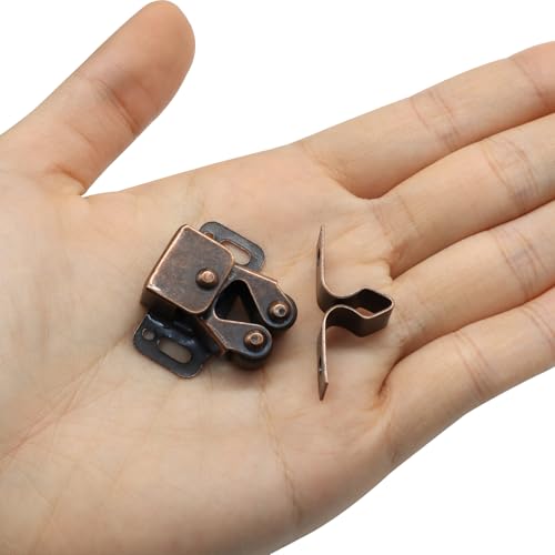 2 Pack Double Roller Catch, Bronze Cabinet Latch with Screws - color: Bronze