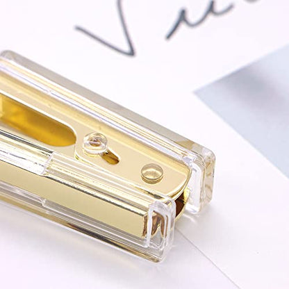 1PC Clear Yellow Gold Staples Remover Acrylic Luxury Yellow Golden Metal Body Staple Puller Removal Tool with Lock Professional Staple Remover for School Supplies Desktop Accessories (Yellow Gold) - color: Yellow Gold