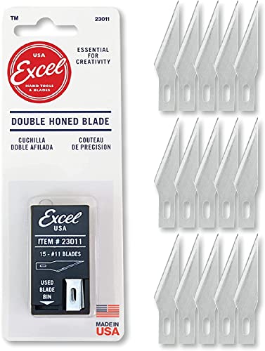 Excel Blades Pink Fit Grip Craft Knife + #11 Precision Replacement Blades 15-Pack Bundle – Rubberized Hobby Knife and Double-Honed Refill Blades for Crafts, Models, Vinyl, Foam