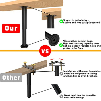 Wlrrcwdttc 4 Pcs Adjustable Height Bed Support Legs for Bed Frame/Bed Center Slat, Metal Adjustable Furniture Legs 10-17 inch for Bed/Sofa/Cabinet/Couch/Dresser/Table,Heavy Duty Bed Replacement Legs - size: 10-17 inch (4pcs)