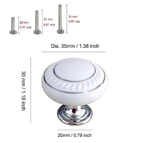 HUAMULAN Round Ceramic Knobs with Zinc Alloy Base for Cabinets 15 Pack - color: A2-43-Baisilver-15PCS