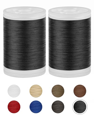 330 Yards FIVEIZERO Extra Strong Upholstery Thread,Black Bonded Nylon Thread for Denim Leather,Craft,Machine,DIY and Home (2 Pack) CJ - color: Black