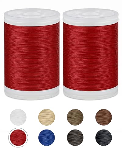330 Yards FIVEIZERO Extra Strong Upholstery Thread,Red Bonded Nylon Thread for Denim Leather,Craft,Machine,DIY and Home (2 Pack) CJ - color: Red