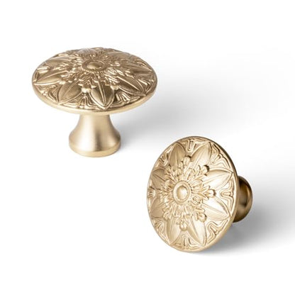 6 Pack Champagne Bronze Cabinet Knobs, Mandala Drawer Pull - color: Champagne Bronze