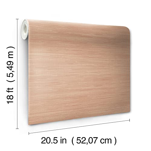 NuWallpaper x Society Social Apricot Classic Faux Grasscloth Peel & Stick Wallpaper, Pink - color: Pink