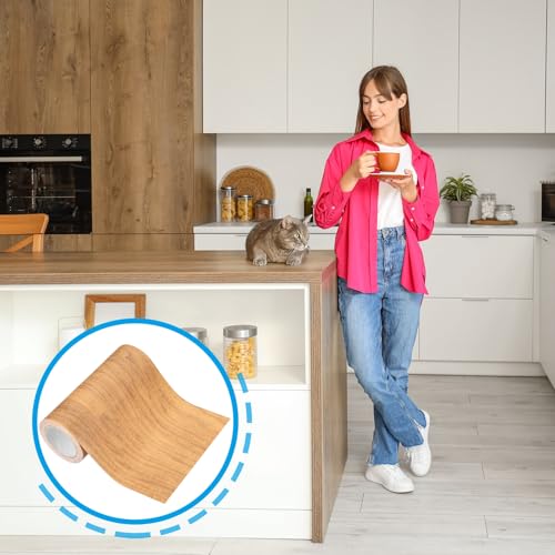 PATIKIL 6" X30' Self-Adhesive Wood Grain Repair Tape with Scraper Maple Grain Wheat - color: Maple Grain Wheat, size: 6 IN X 30 FT