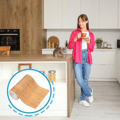 PATIKIL 6" X30' Self-Adhesive Wood Grain Repair Tape with Scraper Maple Grain Wheat - color: Maple Grain Wheat, size: 6 IN X 30 FT