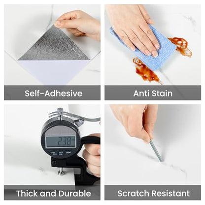 practicalWs 10pcs Marble Peel and Stick Tile Waterproof PVC Wall Tiles - size: 23.6" x 11.8" x 10-Pack