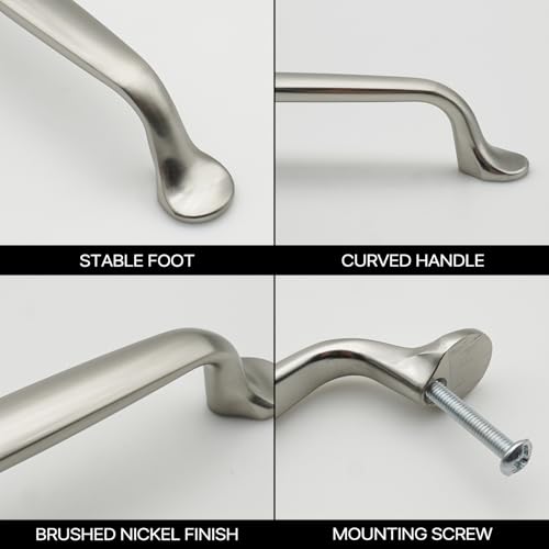 10 Pack Brushed Nickel Cabinet Pulls 5 Inch/128mm Hole Center Solid Zinc Alloy Handles Drawer Dresser Satin Nickel Kitchen Cupboard Bathroom Furniture Hardware - color: 10pack - Brushed Nickel, size: 5"/128mm Hole Center