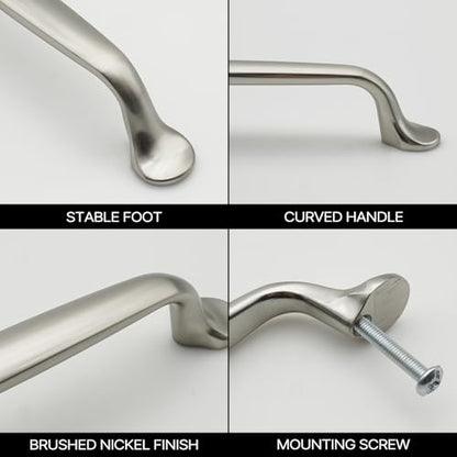 10 Pack Brushed Nickel Cabinet Pulls 5 Inch/128mm Hole Center Solid Zinc Alloy Handles Drawer Dresser Satin Nickel Kitchen Cupboard Bathroom Furniture Hardware - color: 10pack - Brushed Nickel, size: 5"/128mm Hole Center