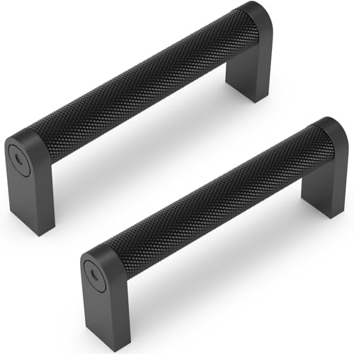 30 Pack Matte Black Cabinet Pulls knurled 3-3/4 Inch Hole Centers Kitchen Cabinet Handles Black Drawer Pulls Dresser Handles - color: Matte Black, size: 3-3/4'' Hole Center(96mm)