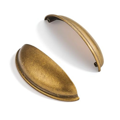 10 Pack 4" Drawer Pulls Antique Brass Cabinet Cup Pulls Kitchen Hardware Cabinet Handles Drawer Handles Knobs 4 inch Hole Center - color: Antique Brass, size: 4"(102mm) Hole Center