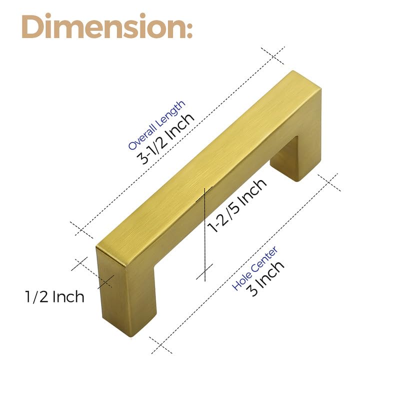Ravinte Gold Cabinet Handles Cabinet Pulls, 3 Inch CC, 10 Pack - color: Gold, size: 3 Inch Hole Center