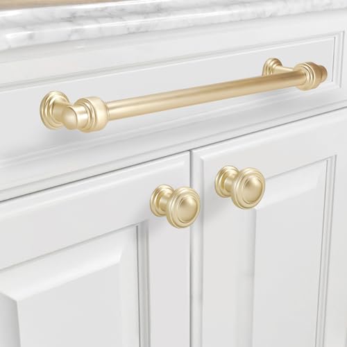 10 Pack 7-1/2 Inch Kitchen Cabinet Handles Brushed Brass Cabinet Pulls Zinc Alloy Drawer Pulls Solid Kitchen Hardware - color: Brushed Brass, size: 7-1/2'' Hole Center(192mm)