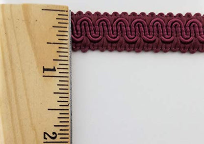 1/2" Scroll Braid Gimp w/Backing - 10 Continuous Yards - Many Color Options! (Wine) - color: Wine