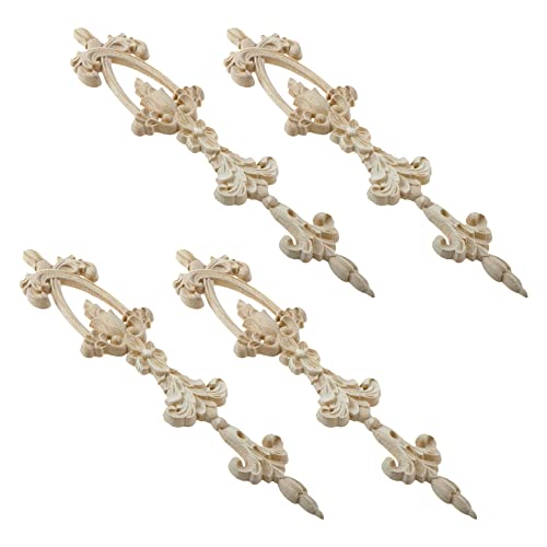 4 Pcs Wood Carved Onlays Appliques Decorative Carving Decals - style: Style1,4 pcs