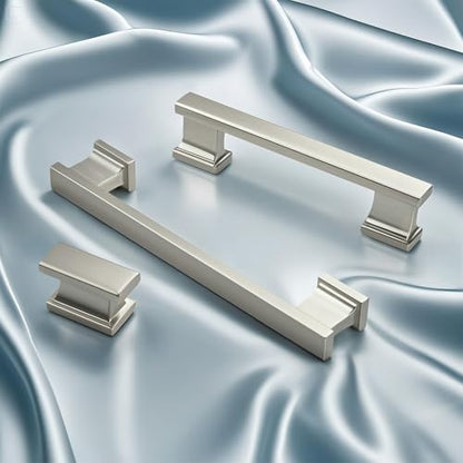 KNOBWELL 6 Pack Brushed Nickel Solid Cabinet Pulls 5 Inch(128mm) Hole Center Kitchen Cabinet Handles,Cabinet Hardware for Cupboard Drawer Pulls - color: Brushed Nickel, size: Hole Center：5 inch（128mm）