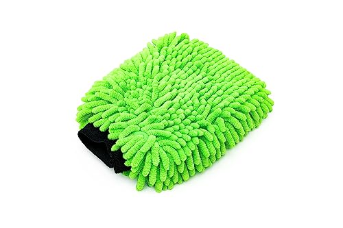 The Rag Company - Premium Chenille Microfiber Knobby Wash Mitts - Perfect for Car Washing and Detailing; Scratch-Free, Lint-Free, Double-Sided, Plush, and Absorbent; Lime Green (2-Pack) - color: Lime Green