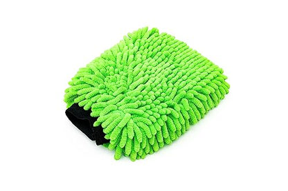 The Rag Company - Premium Chenille Microfiber Knobby Wash Mitts - Perfect for Car Washing and Detailing; Scratch-Free, Lint-Free, Double-Sided, Plush, and Absorbent; Lime Green (2-Pack) - color: Lime Green