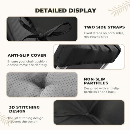 2 Pack 76 x 22 x 4.7" Waterproof Chaise Lounge Chair Cushion Outdoor Black - color: Black, size: 2 Pack