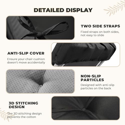 76 x 22 x 4.7 Waterproof Chaise Lounge Chair Cushion Outdoor Black - color: Black, size: 1 Pack