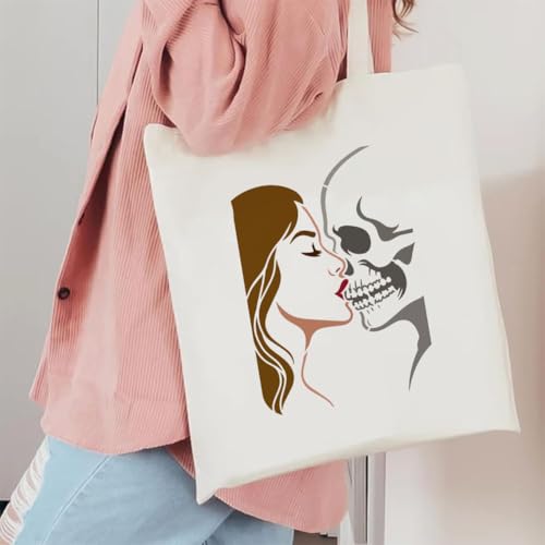 FINGERINSPIRE Kiss The Skull Painting Stencil with Paintbrush 11.7x8.3inch Reusable Skulls Journal Stencil Human Skull Plastic Stencils DIY Craft Art Stencils for Painting on Wall Wood Furniture - style: Kiss the Skul