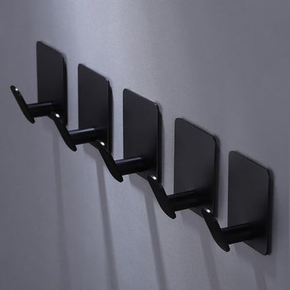 DELITON 8 Pack Adhesive Towel Hooks, Matte Black Wall Hooks for Bathroom - color: Black-8