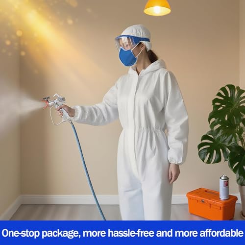18 Pcs Airless Paint Sprayer Gun Kit – 3600PSI Professional Spray Gun, 6 Reversible Tips (211/313/415/515/517/623), 2 Extension Rods, 6 Filters & 2 Nozzle Seat，a Pair of Gloves