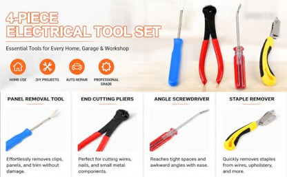 4 Pcs Upholstery Staple Remover Tool Set, Tack Puller Nail Puller Plier - color: 4pcs