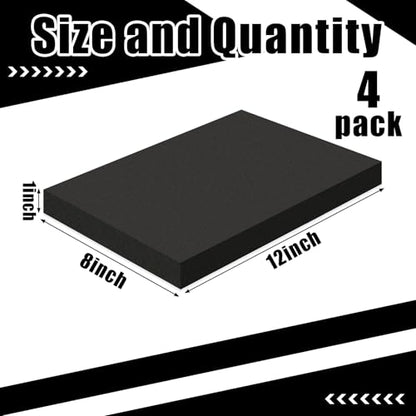 4 Pcs 1" Thick Foam Padding Sheet with Adhesive Backing Closed Cell - color: Black, size: 1 Inch Thick, 12 x 8 Inches
