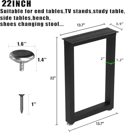 NXN-HOME 22'' Tall Square Metal Table Legs for Furniture, Bench Legs, Coffee Table Legs, Set of 2 Mid Century Home DIY Projects Black Furniture Legs(22”H x 13.7”W) - size: 22 inches-Square