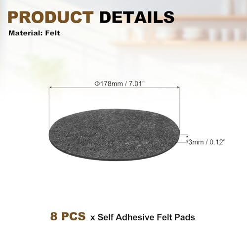 uxcell 8Pcs Non Slip Furniture Pads 7" Self Adhesive(Gray 0.12" Thk) - color: Grey, size: 7" x 0.12"