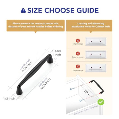 Ravinte Matte Black Cabinet Handles Solid Handles,3-3/4 Inch,10 Pack - color: Matte Black, size: 3-3/4 Inches Hole Center