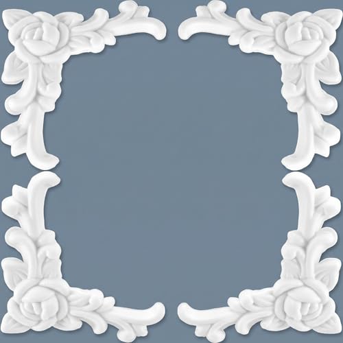 4 Pcs PVC Decorative Corner Onlays Floral Corner Wall Decor - style: Floral